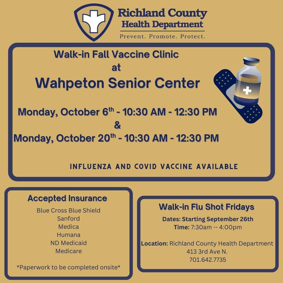 Walk In Flu Shots- Wahpeton Senior Center